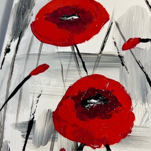 Original Artwork Acrylics on Canvas Red Poppies - Picture 6 of 15